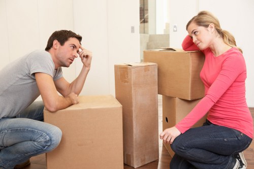 Secure transportation of office furniture using advanced equipment.